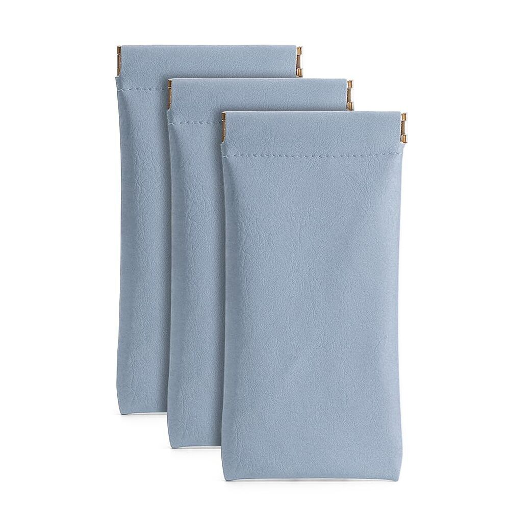 3235 3 Pack Leather Eyeglasses Cases PU Soft Sunglasses Pouch Squeeze Top